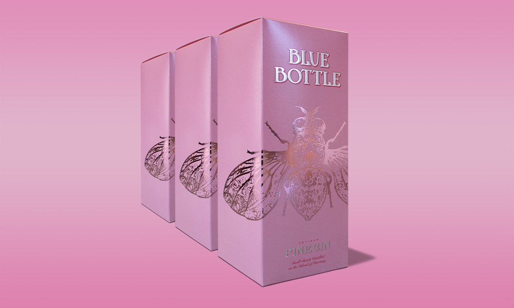 Blue Bottle Pink Gin Packaging