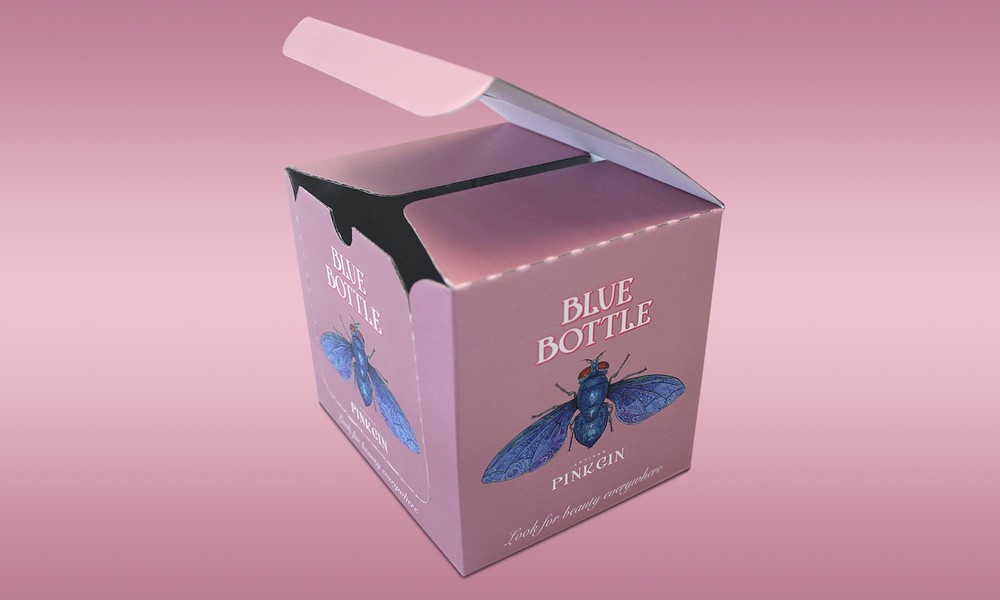 Blue Bottle Pink Gin Miniatures Packaging